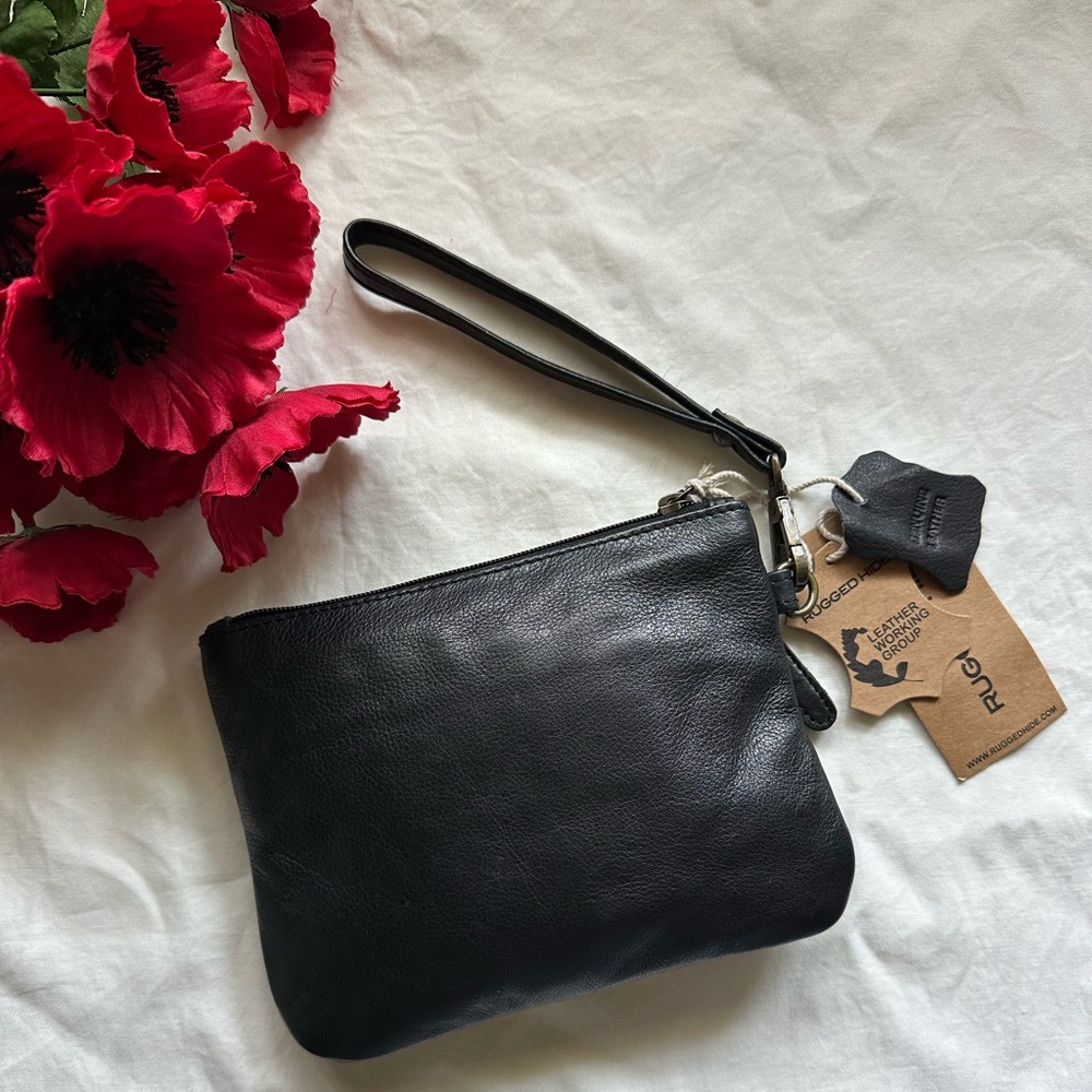 Black Leather Wristlet